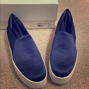 Vince warren navy satin platform slip on shoes